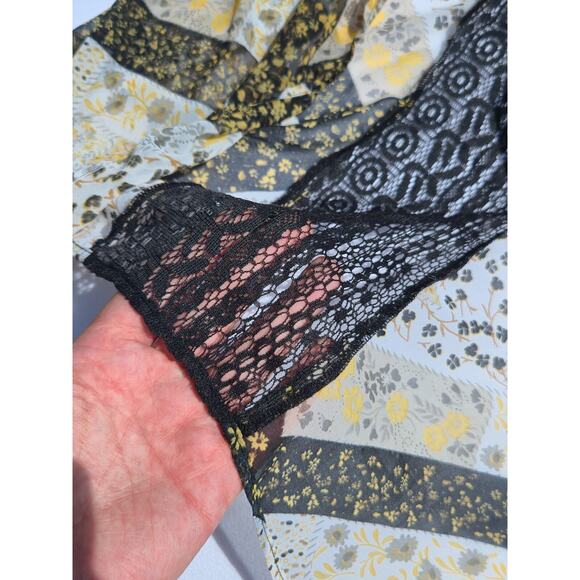 BCBGeneration Ruffle Chiffon Boho Floral Patchwork Vest Top High Low Sheer - Picture 6 of 12